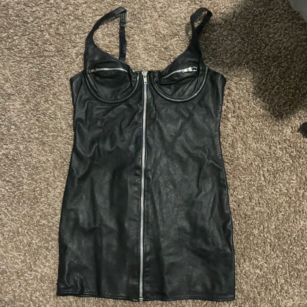 Leather mini dress